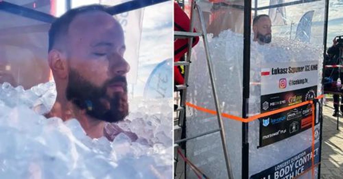 Łukasz Szpunar a doborât recordul de stat în gheață. Foto: Guinness World Records
