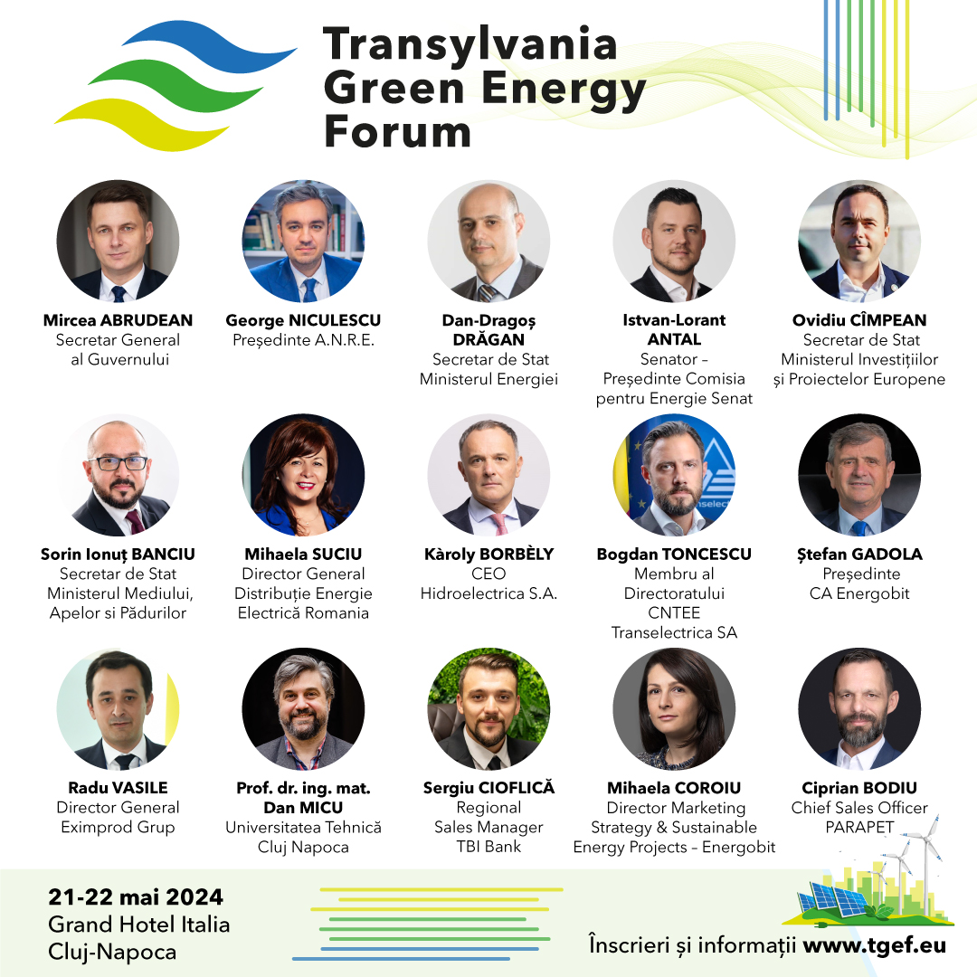 Elitele din domeniul energiei verzi se reîntâlnesc la Cluj-Napoca în perioada 21-22 mai. Factori de decizie