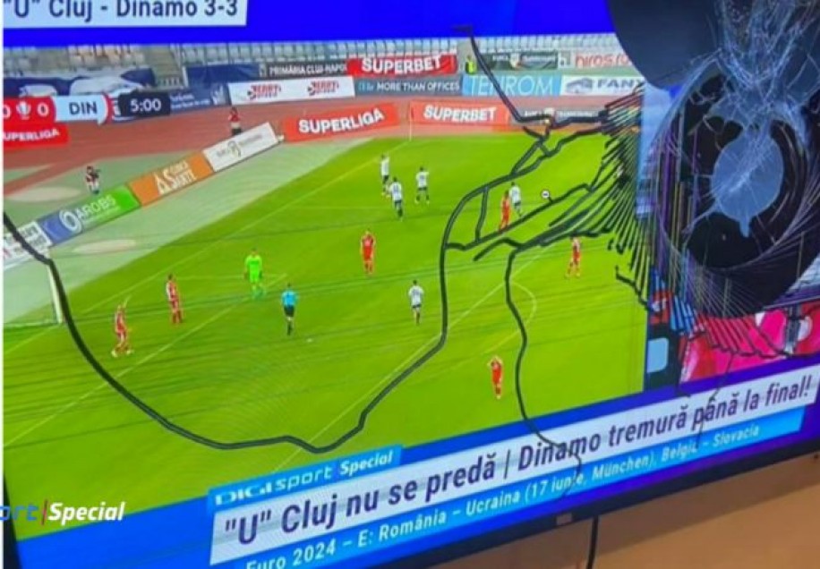 Un suporter dinamovist și-a spart televizorul în urma remizei/ Foto: digisport.ro