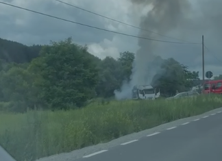 Un camion încărcat cu stupi de albine a fost cuprins de flăcări în Vlaha