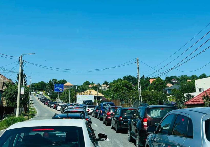 Trafic bară la bară pe Feleacu din cauza lucrărilor de reparații din zonă|Foto: Info Trafic Cluj-Napoca Facebook.com