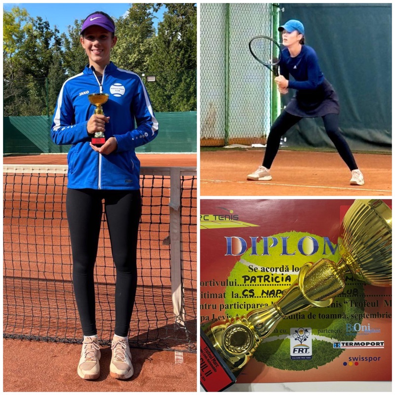 Tenismena clujeană Patricia Irimieș (13 ani) a câștigat la începutul acestei săptămâni titlul de vicecampioană al primului ei turneu de tenis dedicat jucătoarelor U18