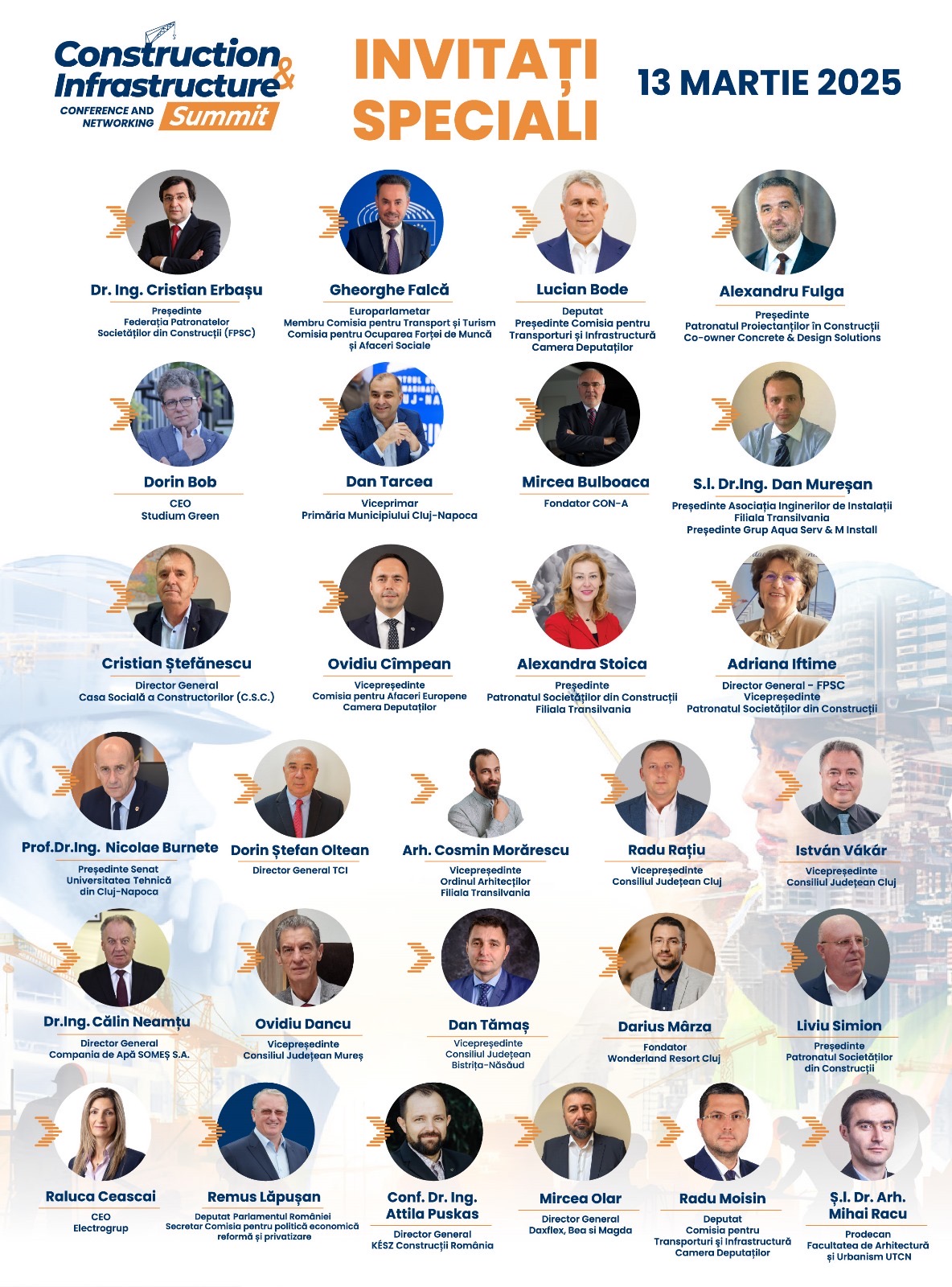 Invitații speciali ai primului eveniment din acest an al seriei Construction & Infrastructure Summit – Conference & Networking
