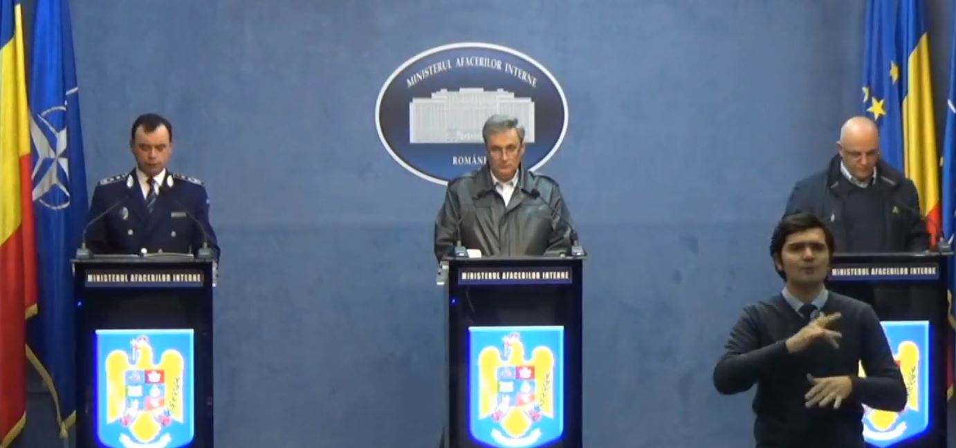 În imagine: 30 martie 2020 - Declarații de presă susținute de ministrul Afacerilor Interne