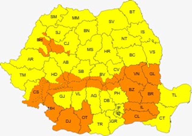 România intră sub mai multe avertizări meteo în următoarele zile. Foto: captură ANM