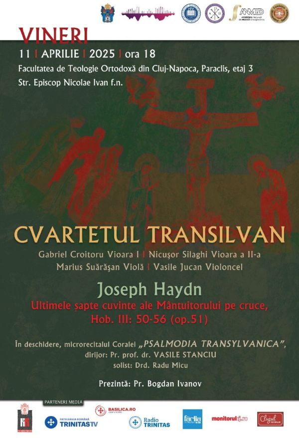 „Ultimele șapte cuvinte ale Mântuitorului” – Cvartetul Transilvan în recital la Facultatea de Teologie Ortodoxă din Cluj