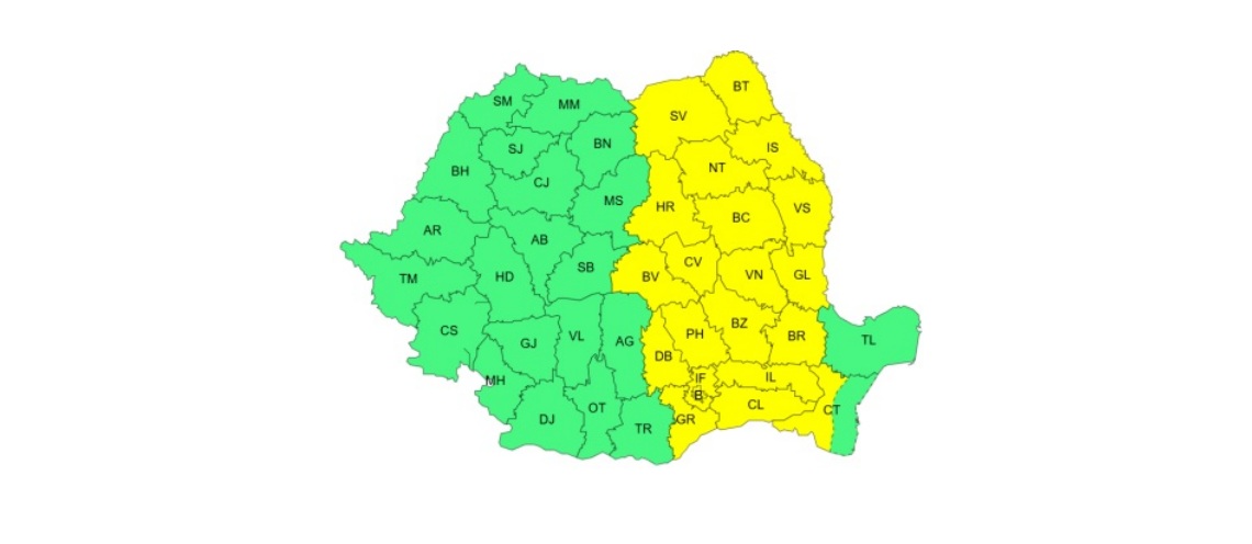ANM a emis informare meteo pentru ploi torențiale și vijelii în toată țara până luni seara