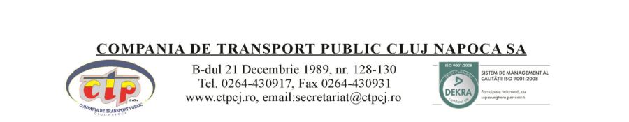 Anunț – Modificare tarife transport public metropolitan pentru Comuna Chinteni