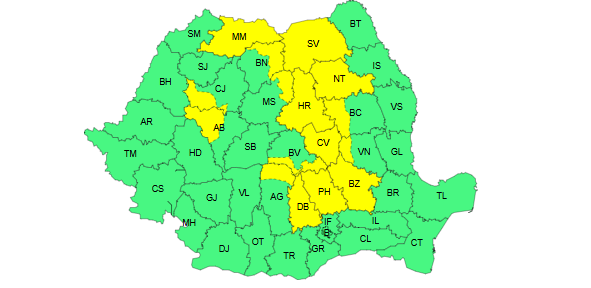 Administrația Națională de Meteorologie (ANM) a emis astăzi