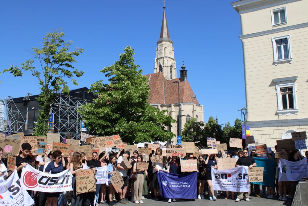 Studenții din Cluj protestează din nou împotriva intenției de a reduce fondurile alocate burselor| Foto: Ana Greavu