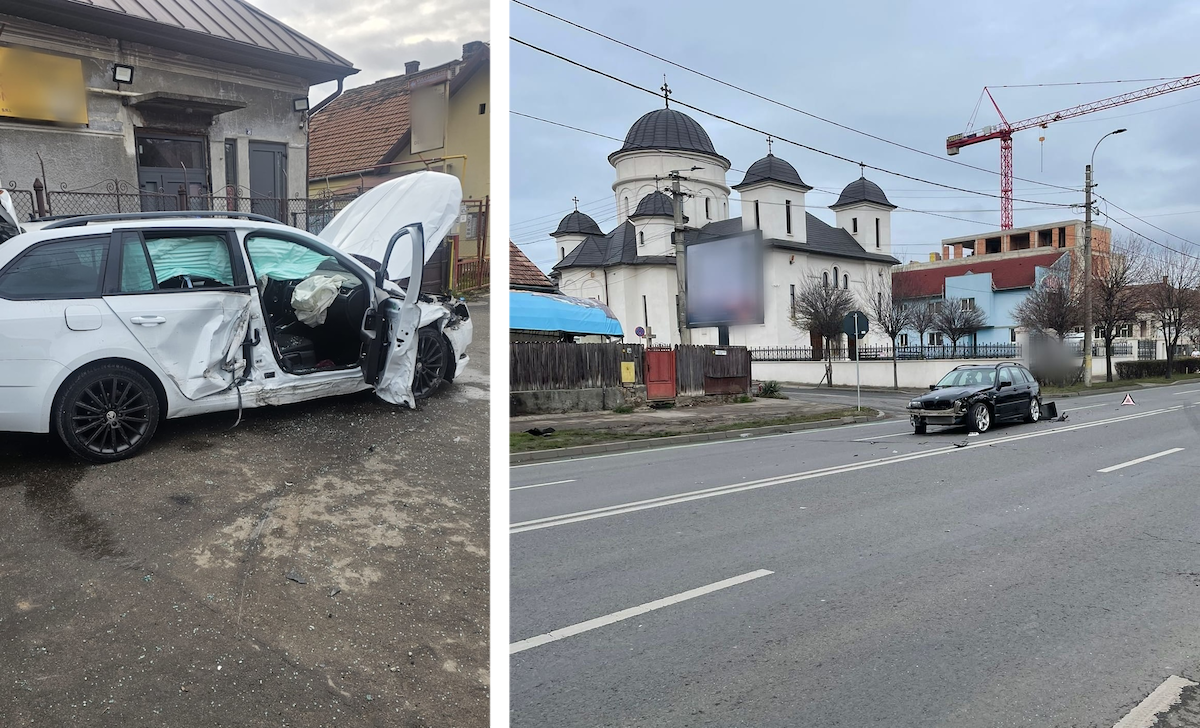 Accident cu două autoturisme în Cluj-Napoca