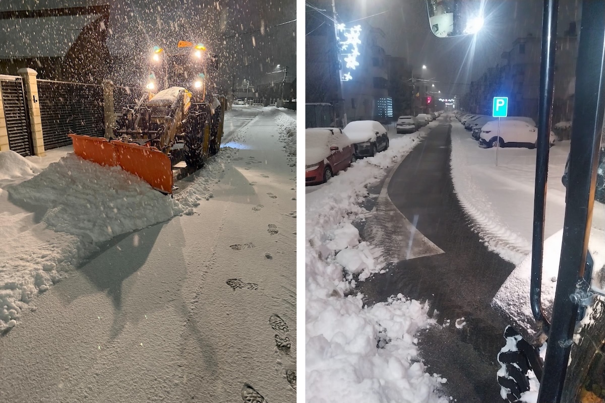 Personalul abilitat a intervenit la Apahida pentru a deszăpezi străzile din comună | Foto: Facebook