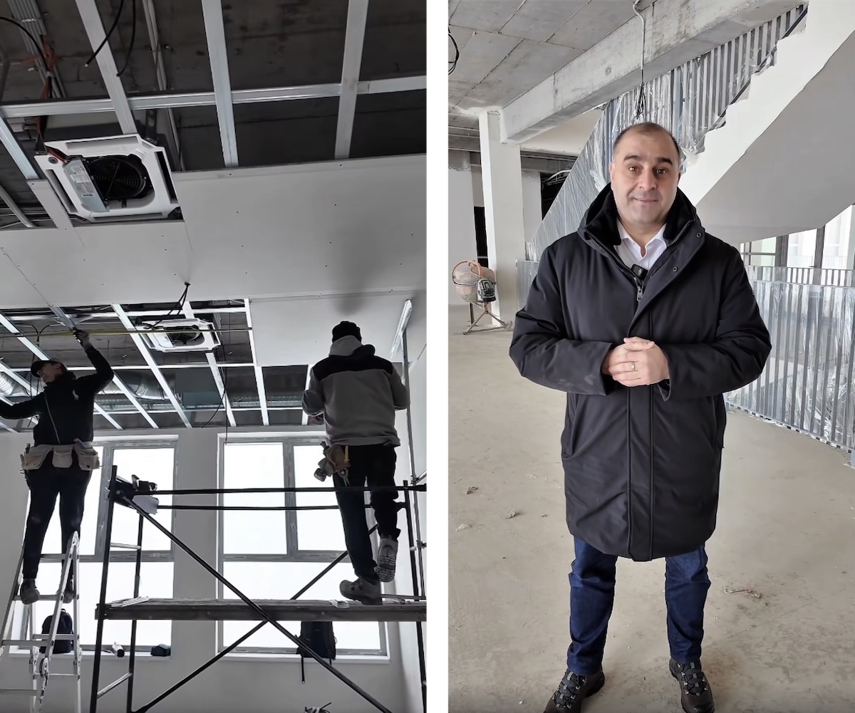 Lucrările continuă și pe timp de iarnă la HUB-ul educațional din Borhanci | Foto: Captură video Facebook