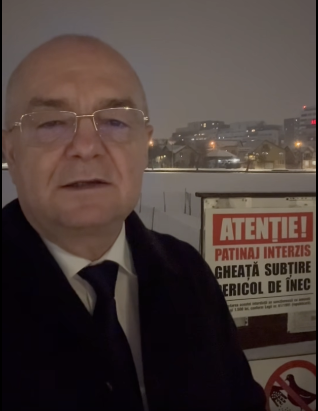 Emil Boc: Nu patinați pe lacurile din Cluj-Napoca | Foto: Captură video Facebook