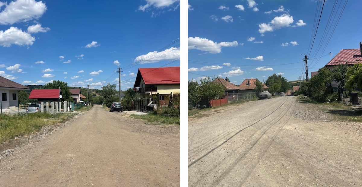 Strada Cloșca (stânga) și str. Crișan (dreapta) din satul Pata vor fi modernizate prin cel mai mare proiect din istoria comunei Apahida | Foto: Facebook