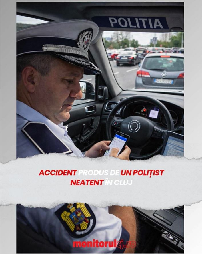 Accident rutier produs de un polițist neatent