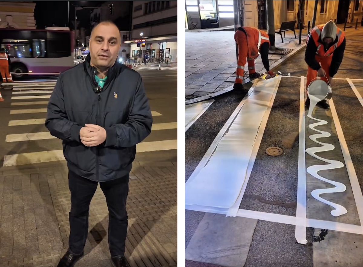 A început refacerea marcajelor rutiere din Cluj-Napoca | Foto: Facebook
