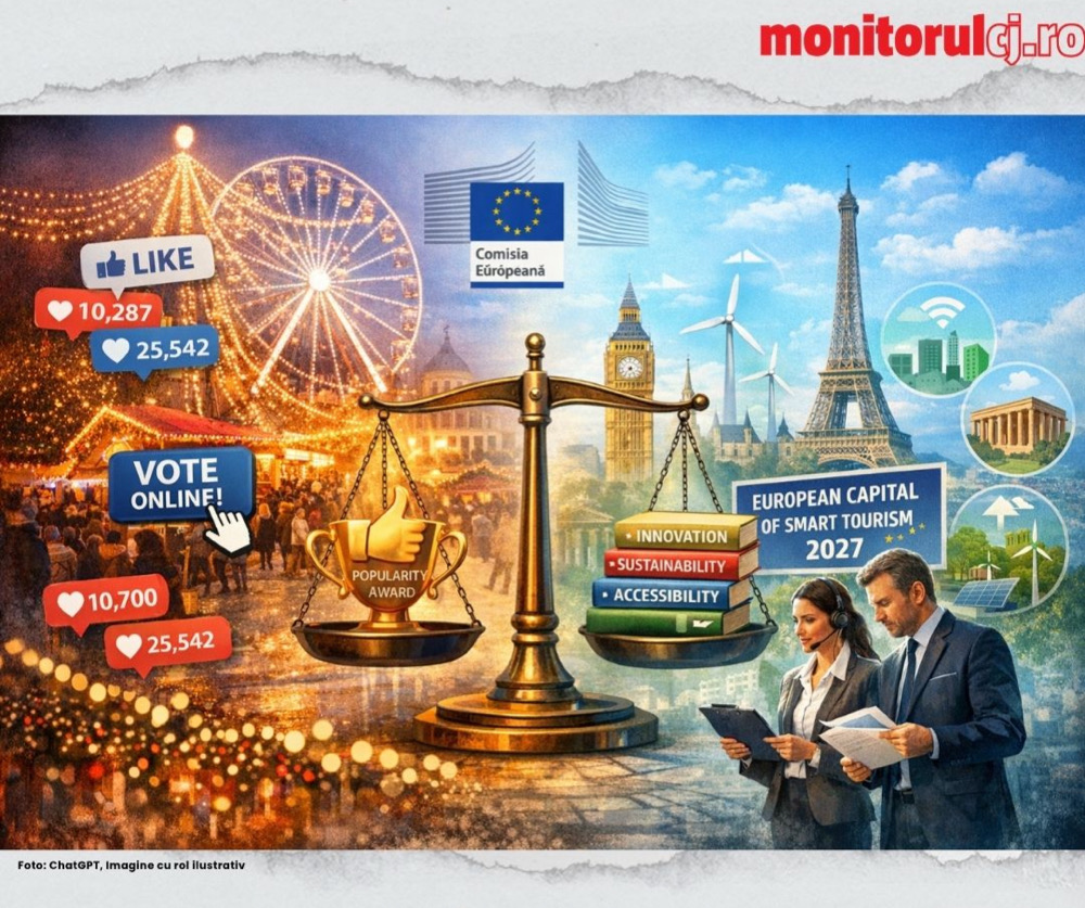 Reprezentare vizuală a contrastului dintre „premiile de popularitate” și evaluările oficiale pentru turism la nivel european. | Imagine generată cu ajutorul inteligenței artificiale (AI)