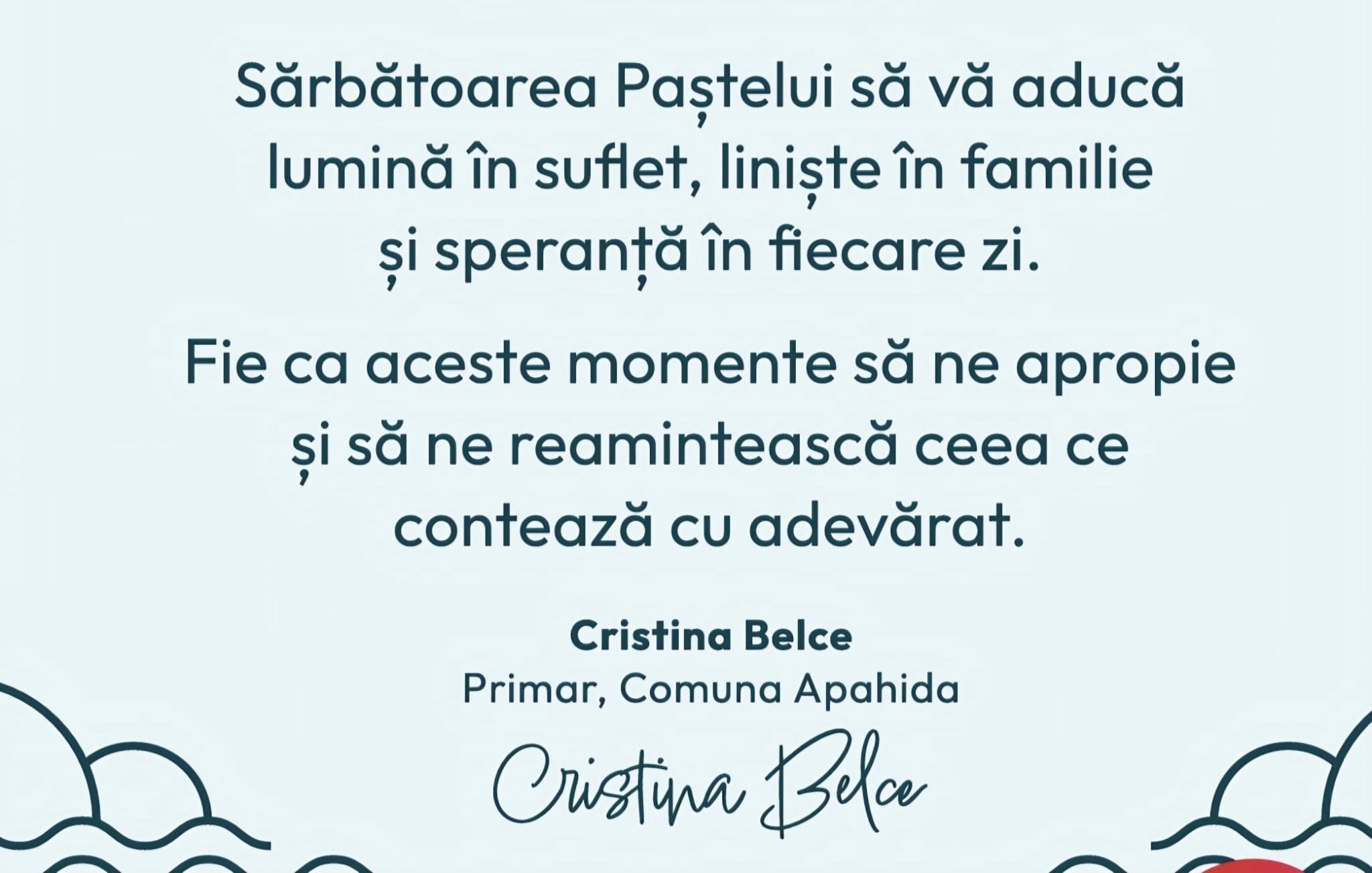 Mesajul de Paște transmis de Cristina Belce