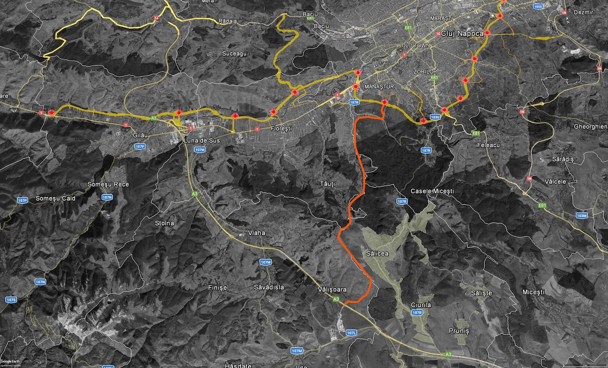 Traseului drumului care va lega Cluj-Napoca de A3 prin nodul de la Ciurila | Foto: Consiliul Județean Cluj