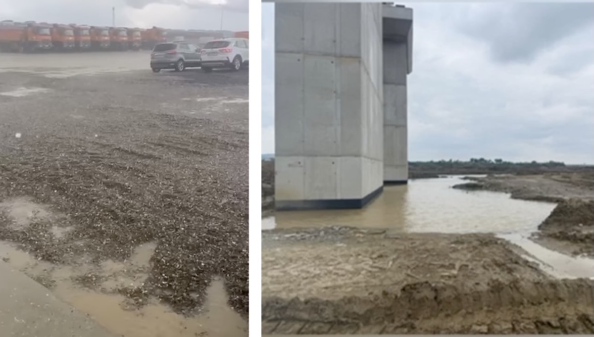 Inundațiile au afectat lucrările la mai multe sectoare ale Autostrăzii Transilvania | Foto: Captură de ecran Facebook
