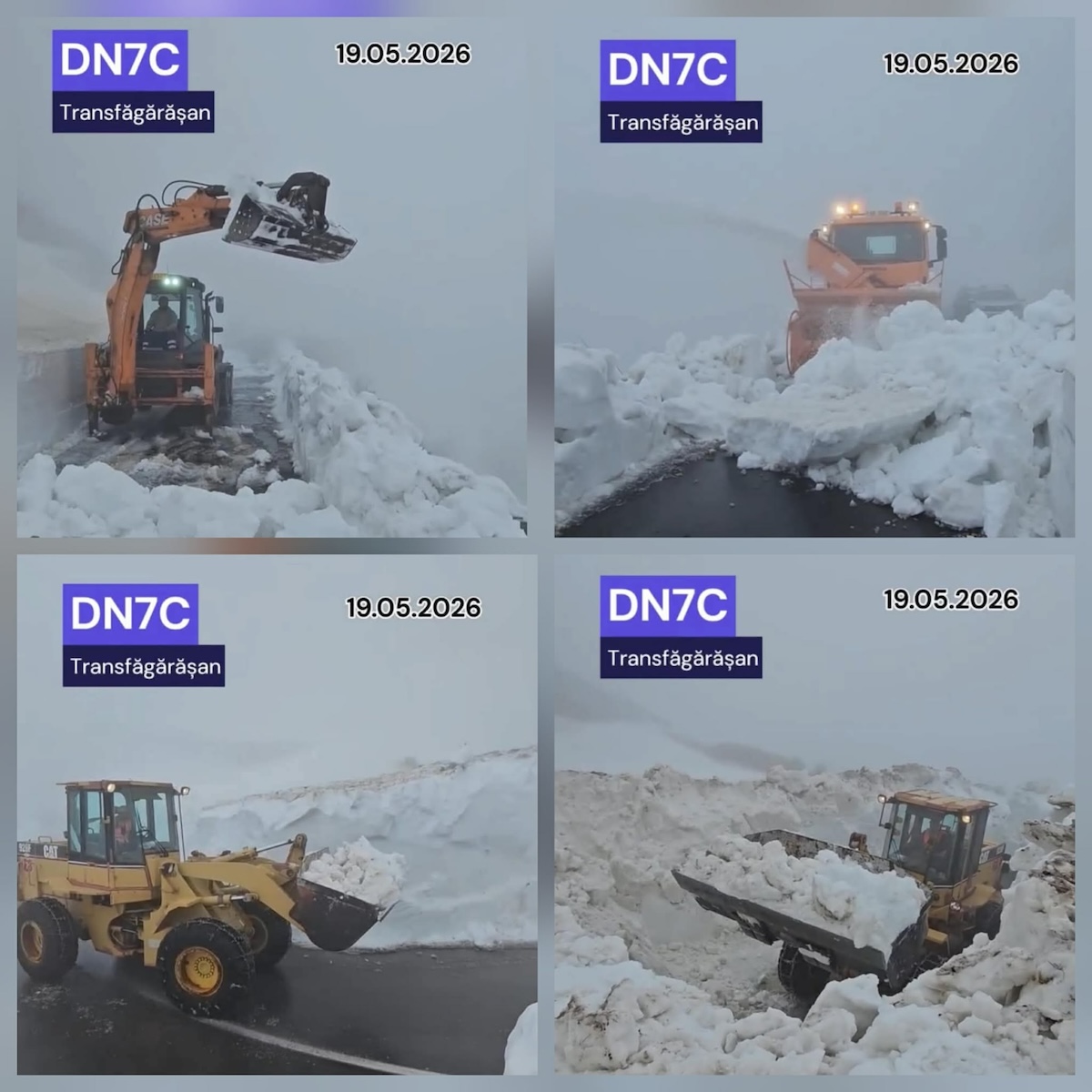 Deszăpezirea de pe Transfăgărășan a ajuns în punctul cel mai dificil | Foto: Captură de ecran Facebook