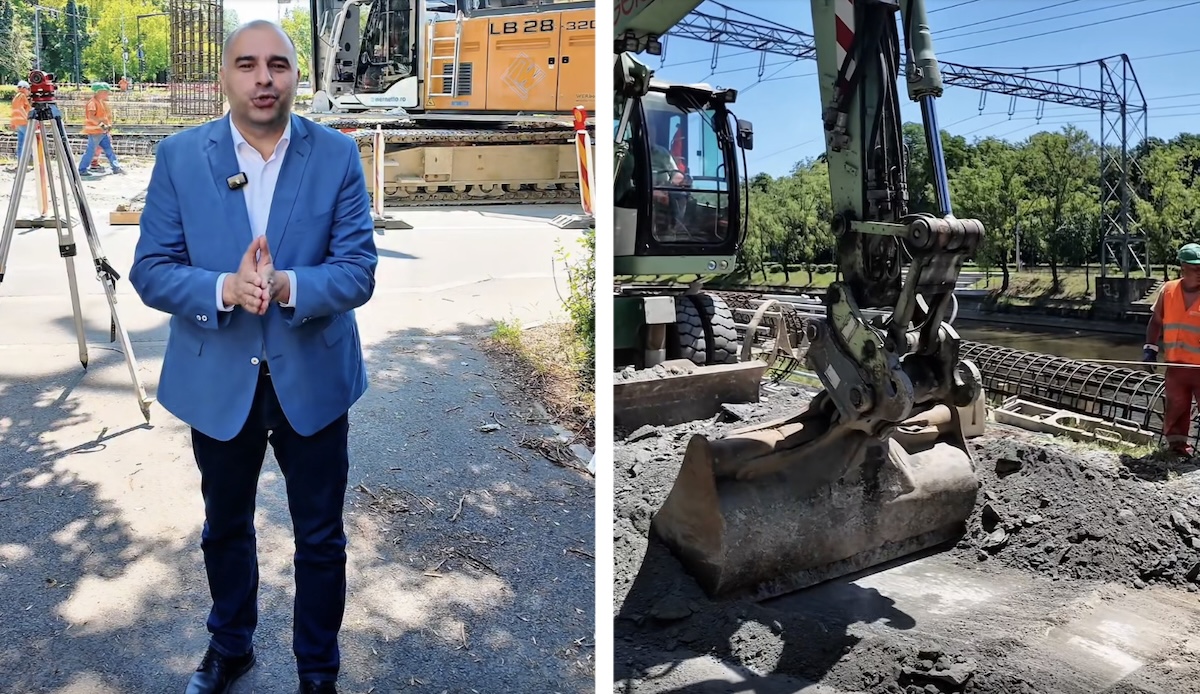 Au început lucrările la podul provizoriu pentru Podul Garibaldi din Cluj-Napoca | Foto: Captură de ecran Facebook
