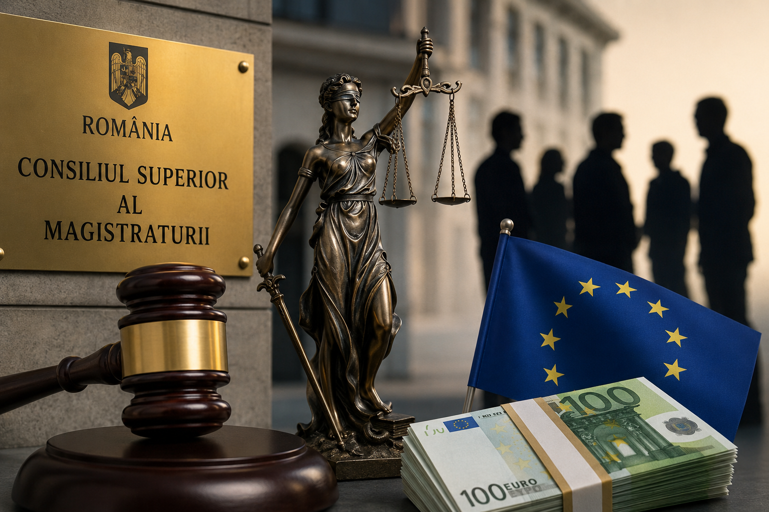 Un raport al Secției pentru judecători din cadrul Consiliului Superior al Magistraturii (CSM) ar putea avea implicații care depășesc granițele disputei interne privind justiția din România. | Foto: Imagine generată cu ajutorul AI