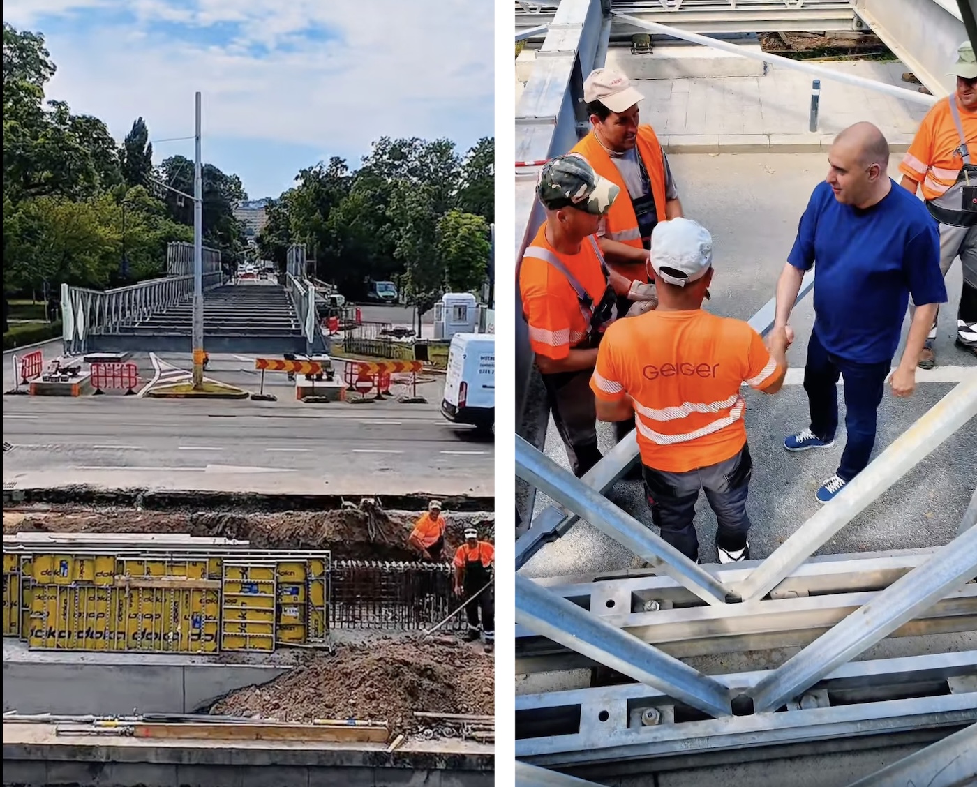Lucrările continuă la podul provizoriu pentru podul Garibaldi din Cluj-Napoca | Foto: Facebook