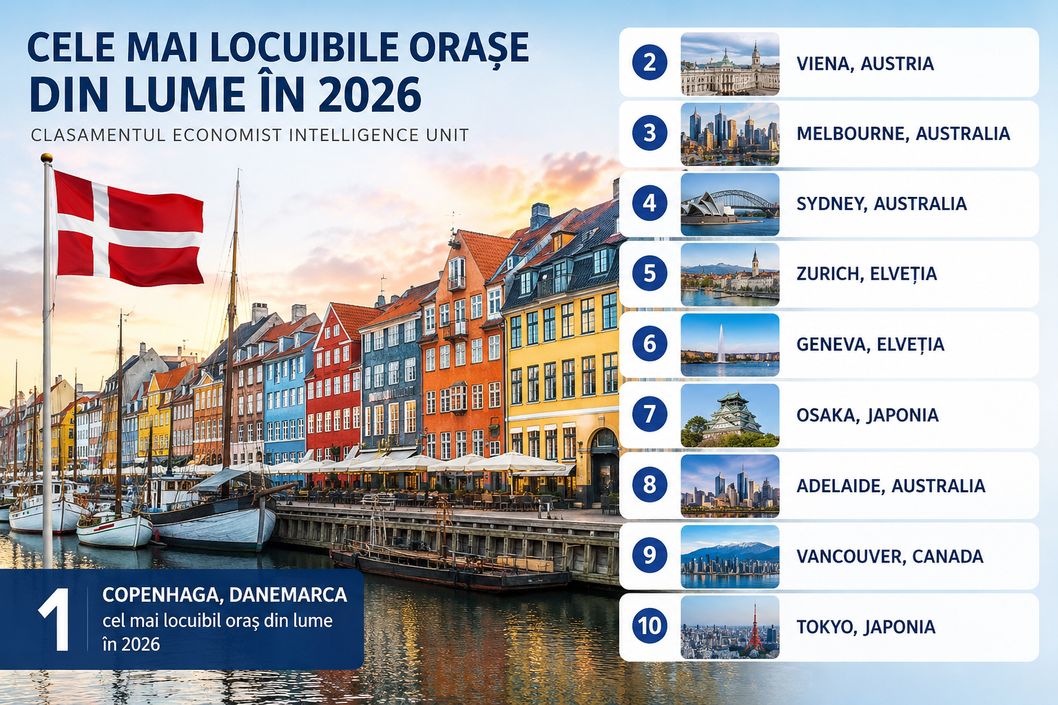Capitala Danemarcei își păstrează poziția de lider în clasamentul celor mai locuibile orașe din lume. | Imagine generată cu ajutorul AI