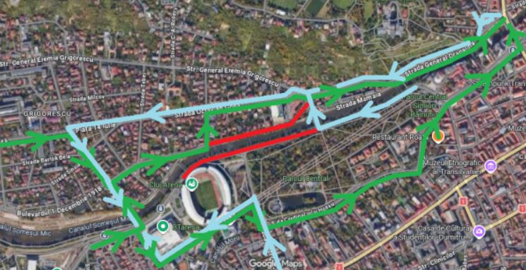 Trafic închis temporar în Cluj pe Splaiul Independenței și Bulevardul 1 Decembrie 1918 pentru lucrările la podul provizoriu peste Someș: Rute alternative de circulație|Foto: primariaclujnapoca.ro