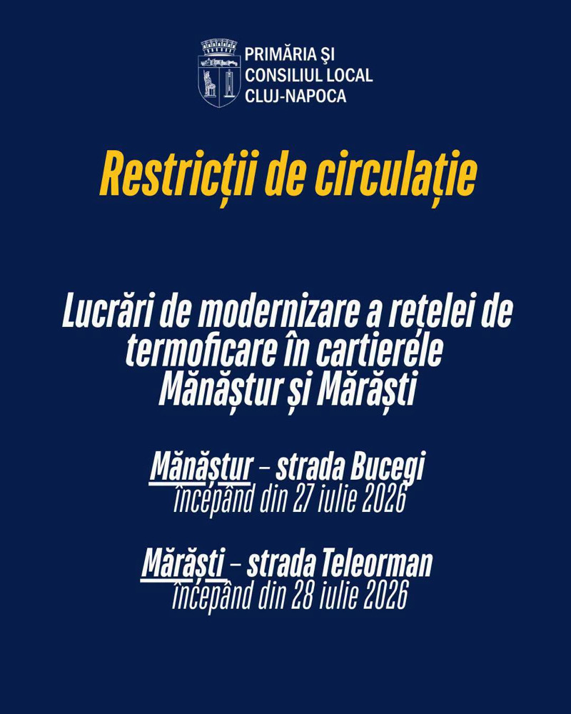 Primăria Cluj-Napoca a anunțat demararea unor lucrări de modernizare a rețelei de termoficare în cartierele Mănăștur și Mărăști.  | Foto: Facebook Primăria Cluj-Napoca