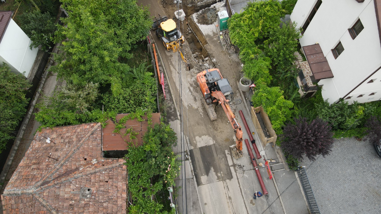 Lucrările de înlocuire a conductei de canalizare de pe strada C.A. Rosetti din Cluj-Napoca | Foto: Consiliul Județean Cluj