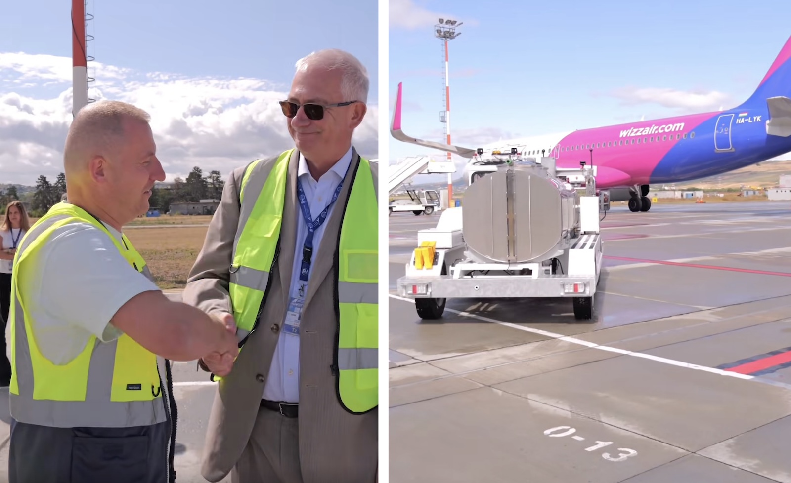 Continuă tranziția spre energie verde la Aeroportul Internațional Cluj. Radu Rațiu - vicepreședinte Consiliul Județean Cluj (stânga) și David Ciceo