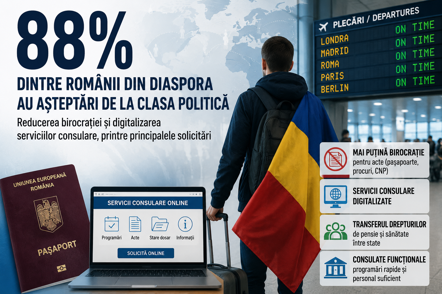 Aproape 90% dintre românii care trăiesc în străinătate au așteptări clare de la clasa politică