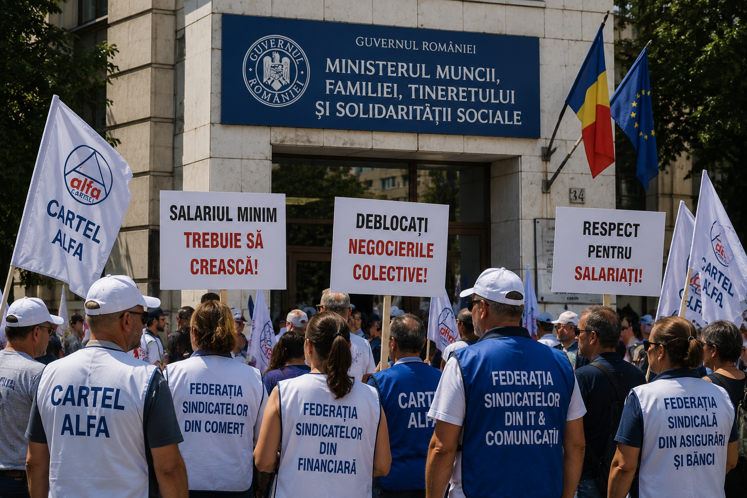 Mai multe federații sindicale organizează marți