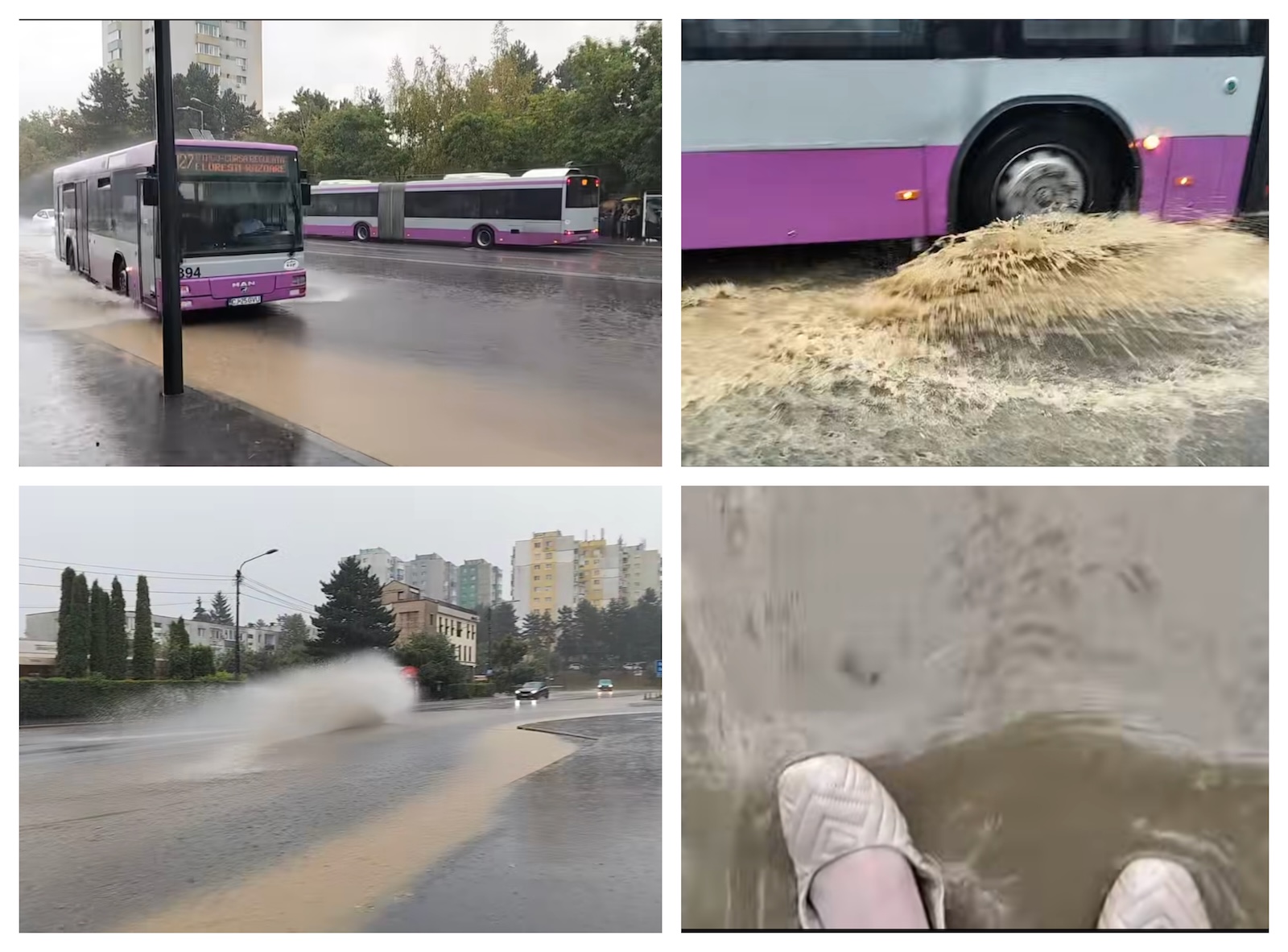 Acumulări de apă în Cluj-Napoca după o ploaie care a durat mai puțin de o oră