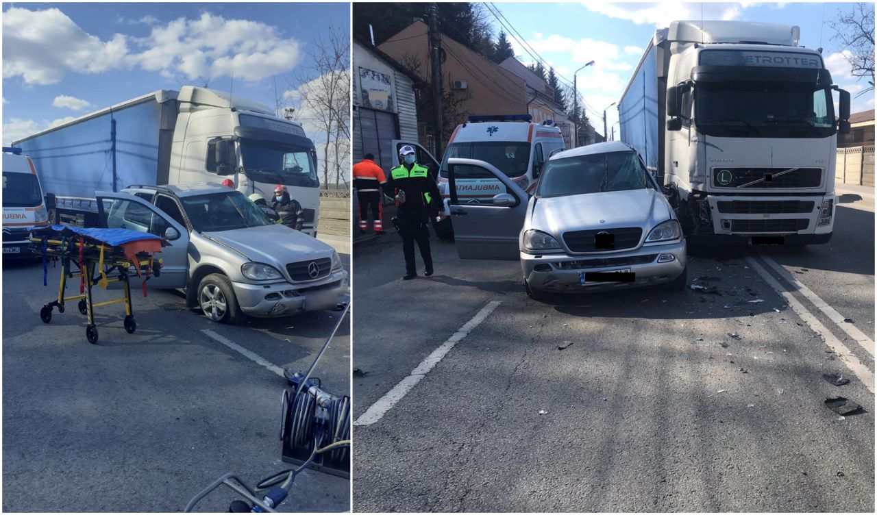 cu o mașină și un TIR implicate! Două persoane