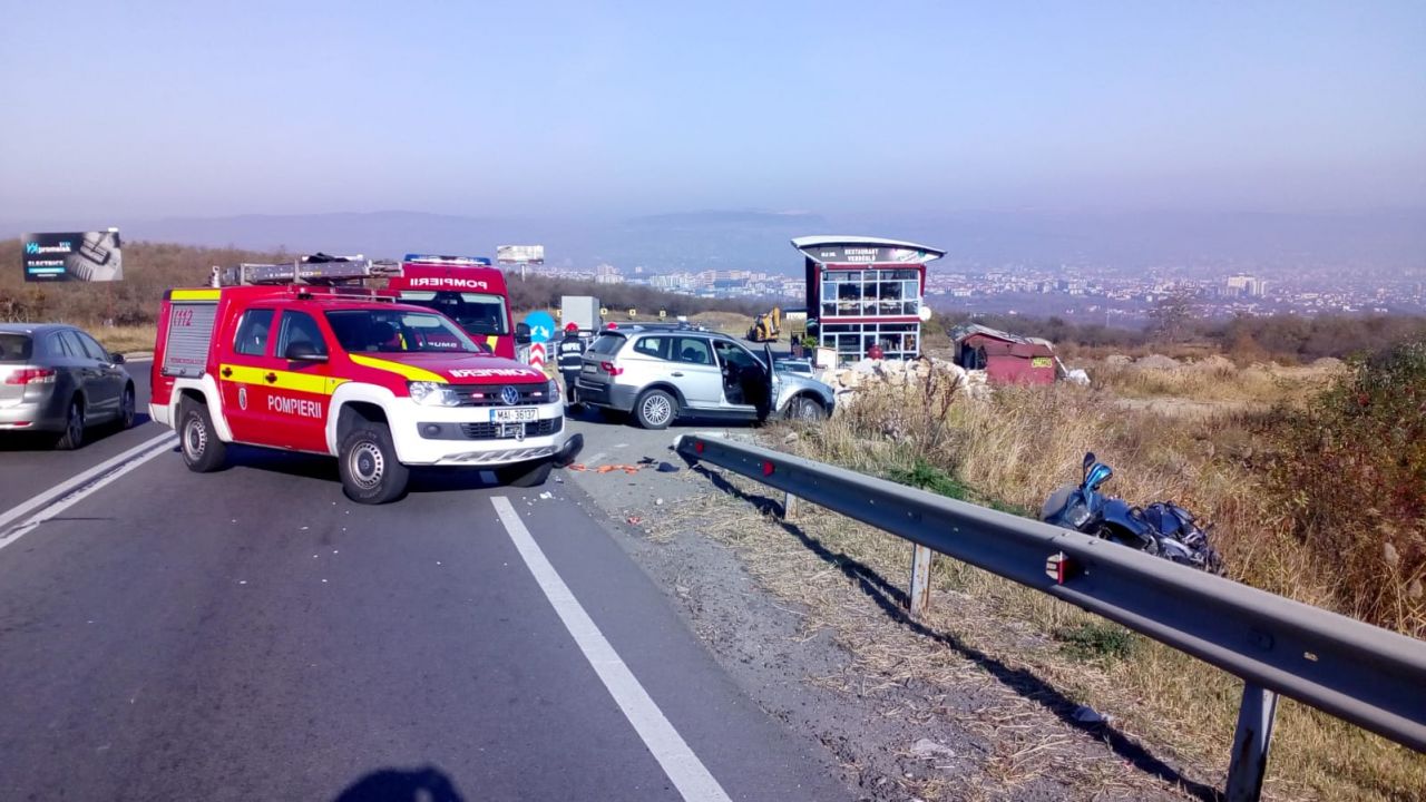 Accident GRAV în Feleacu! Un motociclist