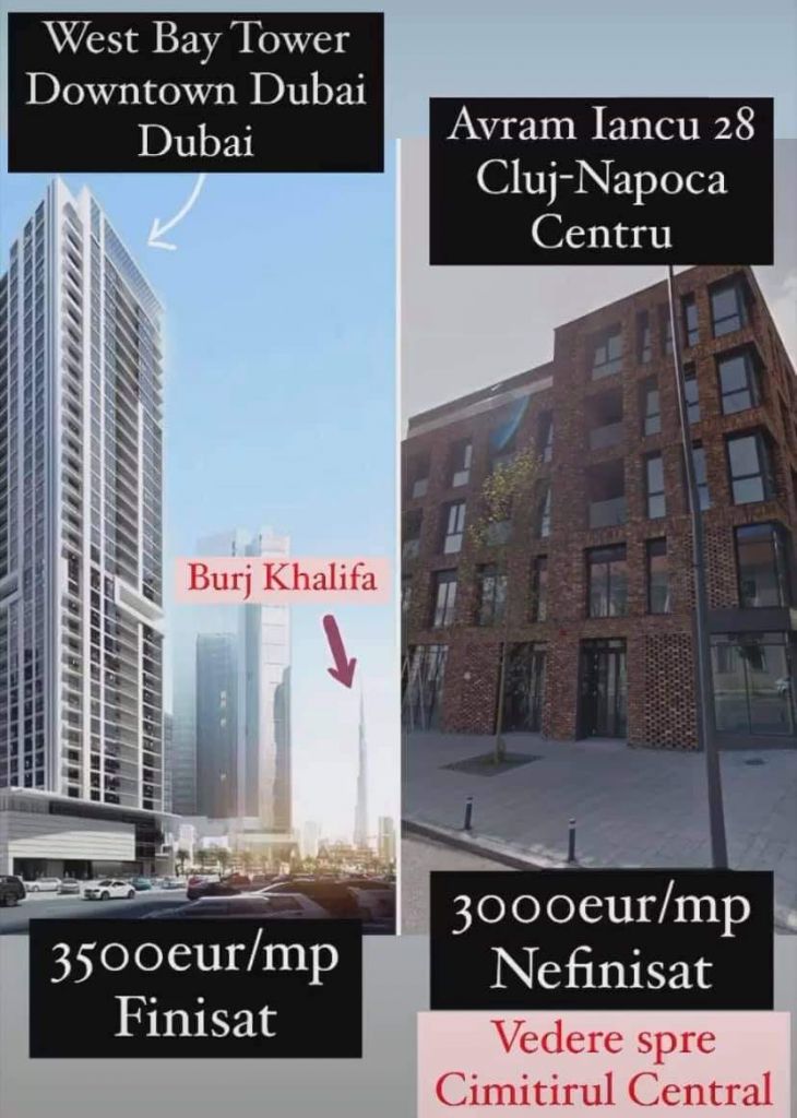 mai scump decât Dubaiul? Apartamente cu vedere la cimitir vs vedere spre Burj Khalifa.