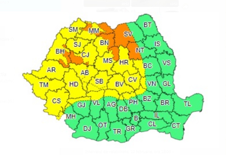 Cod PORTOCALIU în județul Cluj! Intensificări de vânt