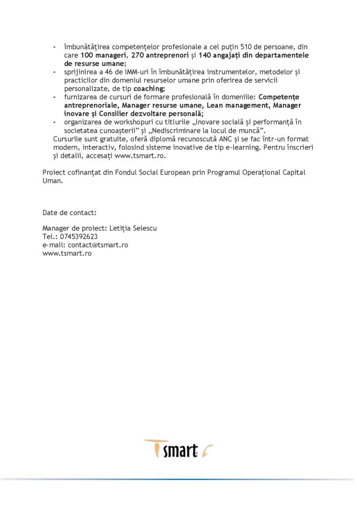 Anunț eveniment conștientizare –  “FC – Formarea continuă, cheia pentru întărirea competitivității, îmbunătățirea gradului de adaptabilitate la schimbare”