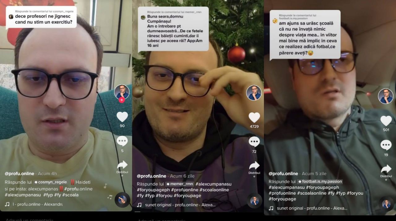 în peste 100 de clipuri pe care le face zilnic”