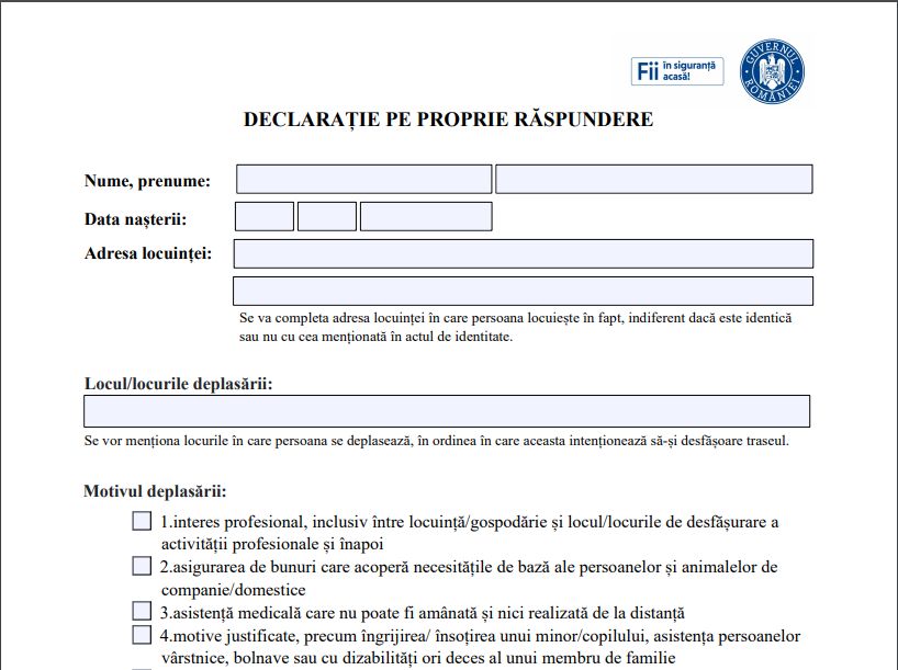 Declaratie pe proprie raspundere dupa 15 mai: cand trebuie sa o avem la noi si cum se completeaza