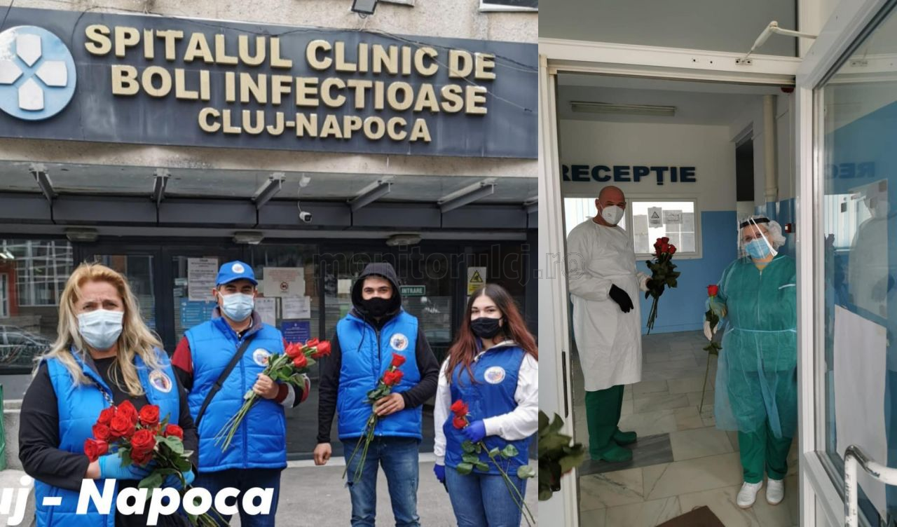 un gest de milioane. Clujenii au dăruit flori medicilor din Cluj-Napoca
