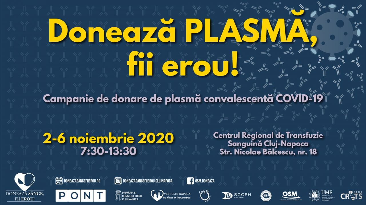 Clujenii au șansa de a ajuta bolnavii de COVID19 prin campania „Donează plasmă