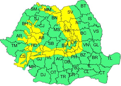 Se întoarce zăpada. Cod galben de ninsori în Cluj