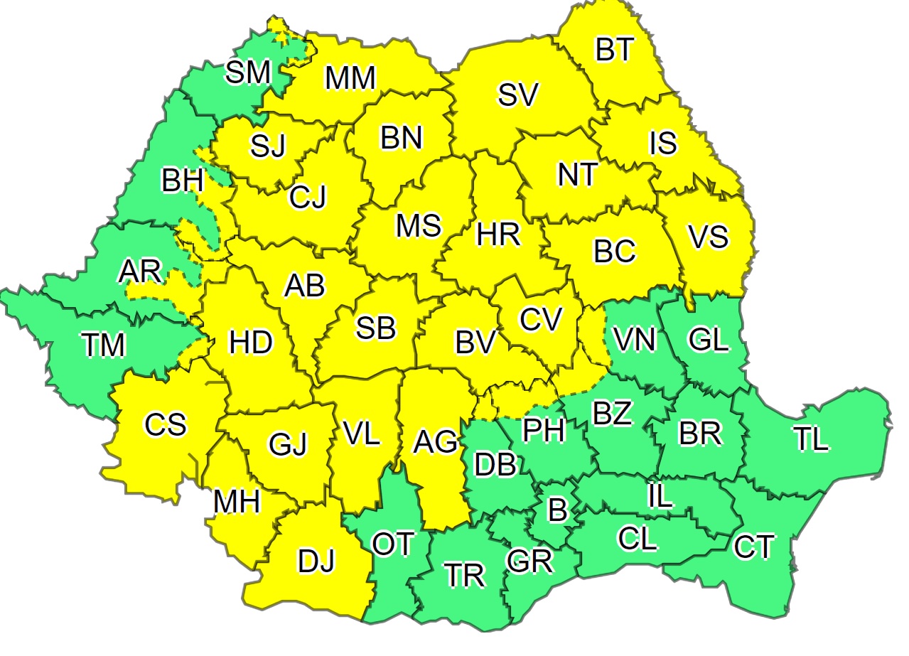Codul galben de ploi a fost prelungit. Clujul