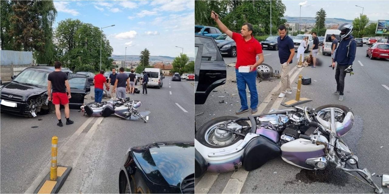 întins pe jos în mijlocul drumului după impact