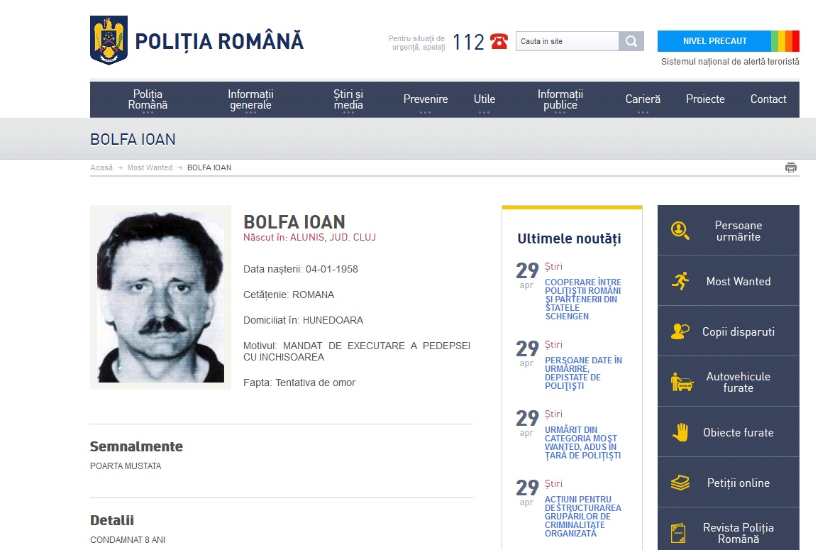 Un clujean, căutat de 16 ani după ce a fost condamnat la închisoare pentru tentativă de omor, a fost găsit. Unde se ascundea